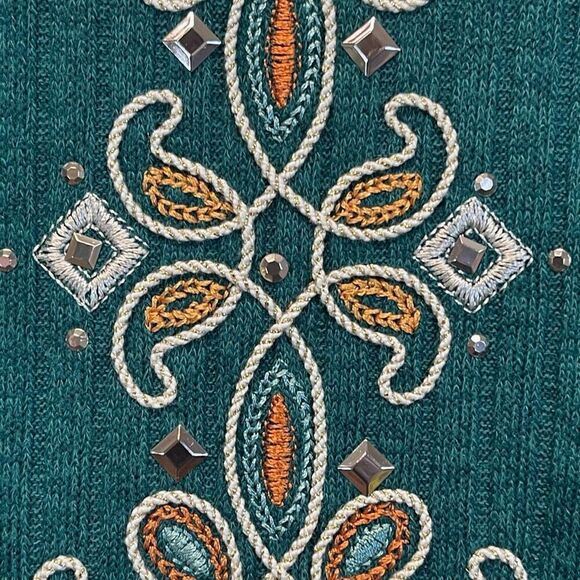 NWT Alfred Dunner Woman Top 3X Emerald Isle Green Center Medallion Embroidery - Picture 5 of 16